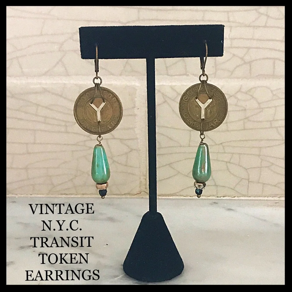 Vintage  New York‎ City Transit Token Earrings